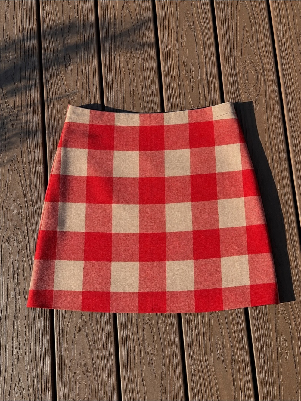Red and Cream Plaid A-Line Skirt